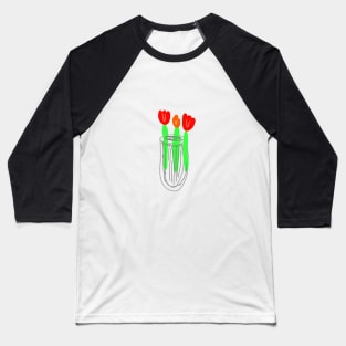 Red orange tulips flower pot vase art design Baseball T-Shirt